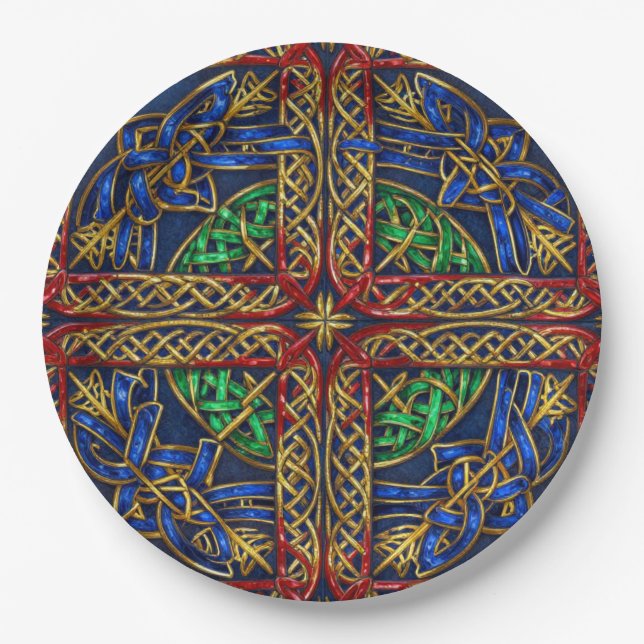 Antique Medieval Celtic Knots Paper Plates (Front)