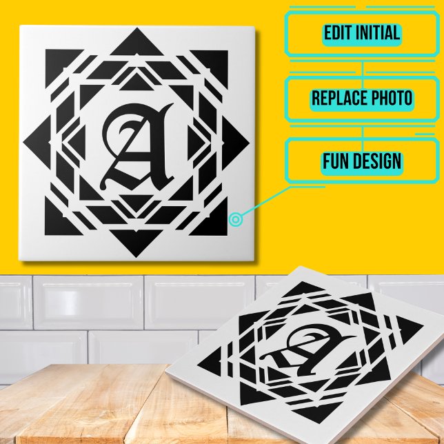 Antique Medieval Lettered  Ceramic Tile (Please enjoy our design and see the others in the collection.)