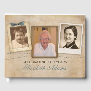 Antique Memories Vintage Birthday Anniversary Guest Book