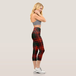 Antique Menzies Hunting Clan Tartan Scottish Plaid Capri Leggings