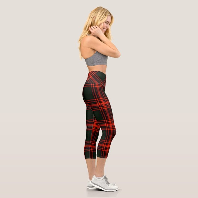 Antique Menzies Hunting Clan Tartan Scottish Plaid Capri Leggings (Right)