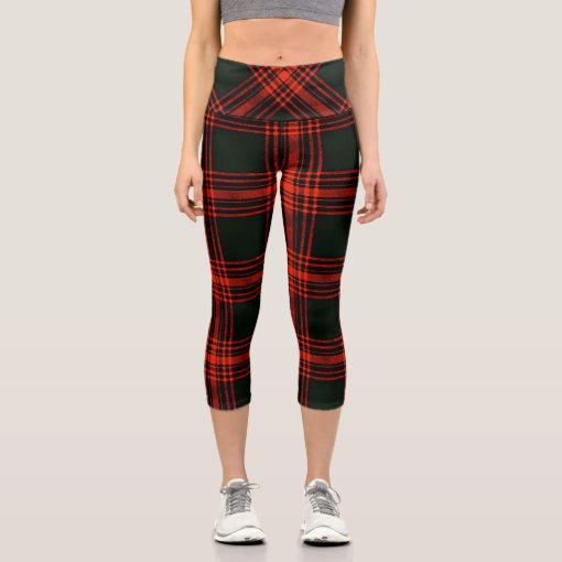 Antique Menzies Hunting Clan Tartan Scottish Plaid Capri Leggings | Zazzle