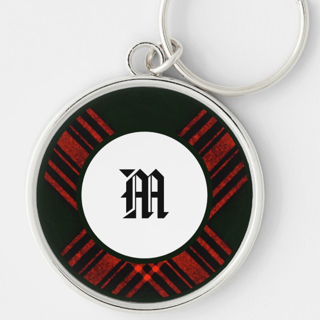 Antique Menzies Hunting Tartan Clan Plaid  Keychain (Front)