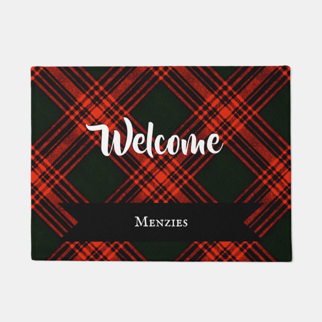 Antique Menzies Hunting Tartan Plaid Pattern Doormat (Front)