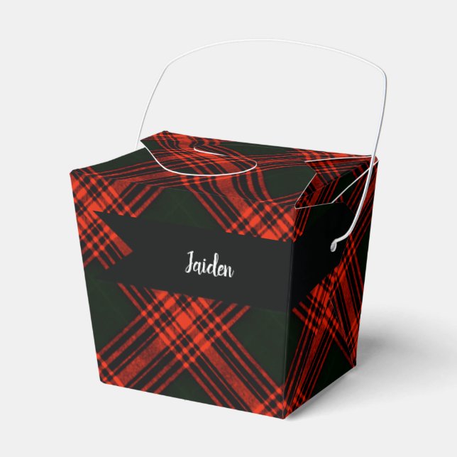 Antique Menzies Hunting Tartan Plaid Pattern Favor Boxes (Front Side)