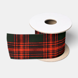 Antique Menzies Hunting Tartan Plaid Pattern Satin Ribbon
