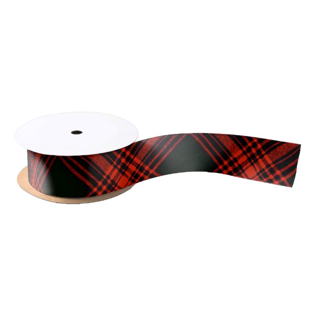 Antique Menzies Hunting Tartan Plaid Pattern Satin Ribbon (Spool)