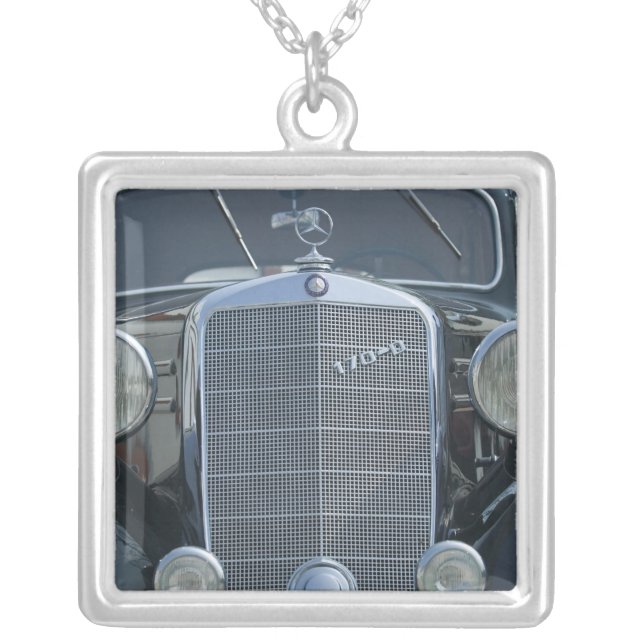 antique mercedes 2 silver plated necklace (Front)