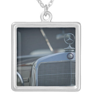 antique mercedes 4 silver plated necklace