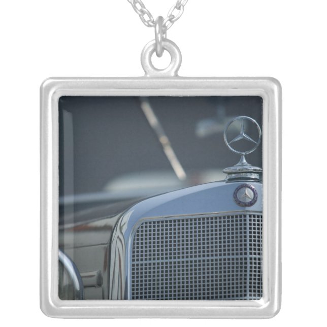 antique mercedes 4 silver plated necklace (Front)