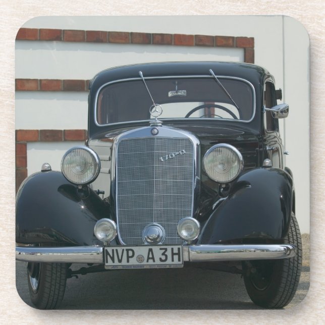 antique mercedes beverage coaster (Front)