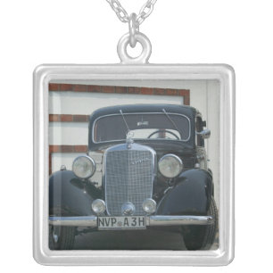 antique mercedes silver plated necklace