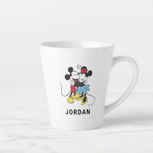 Antique Mickey and Minnie Mouse hugging laughing Latte Mug