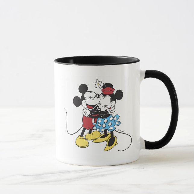 Antique Mickey and Minnie Mouse hugging laughing Mug (Right)