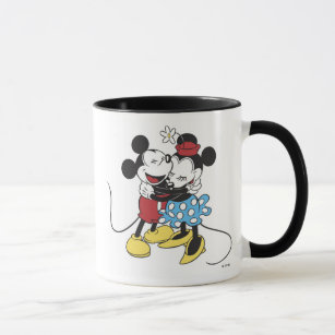 Antique Mickey and Minnie Mouse hugging laughing Mug
