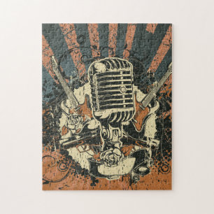 Antique Microphone Busting Through Music Image Jigsaw Puzzle