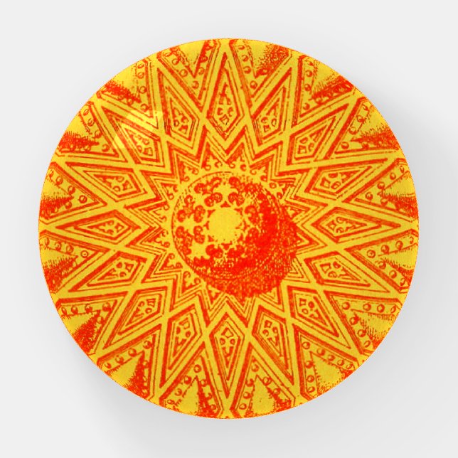 antique Middle Eastern motif in orange Paperweight (Front)