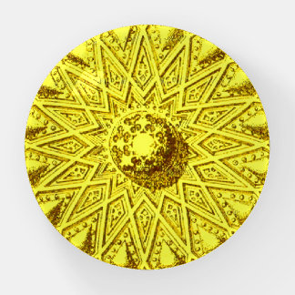 antique Middle Eastern motif in yellow Paperweight