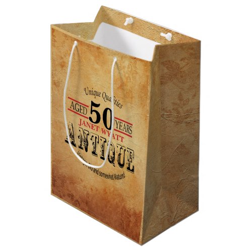 Antique Milestone 50th Birthday 2 Medium Gift Bag