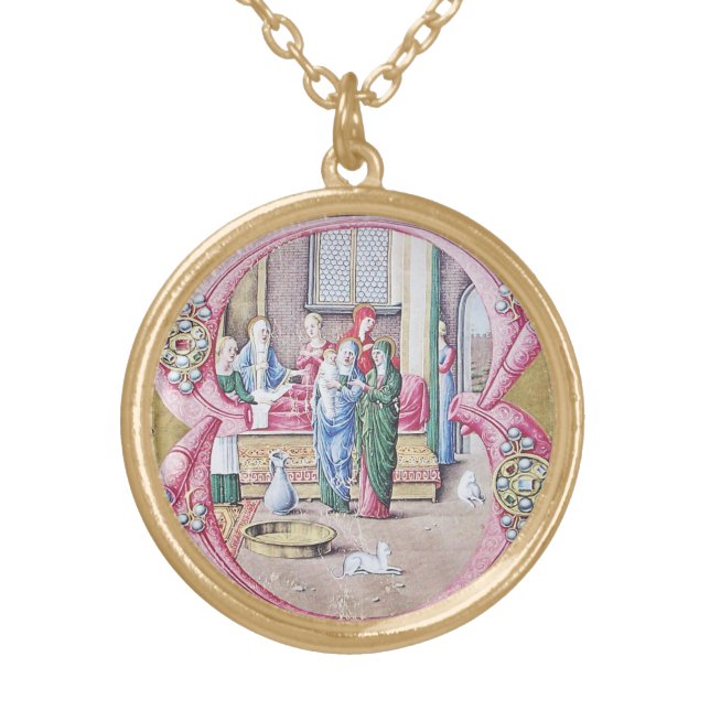 ANTIQUE MINIATURE JEWELS,GEMSTONES,PEARLS,ANGELS GOLD PLATED NECKLACE (Front)