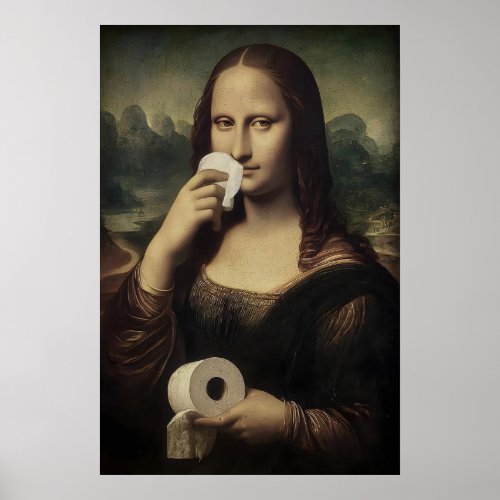 Antique Mona Lisa Toilet Paper Print, Bathroom Poster