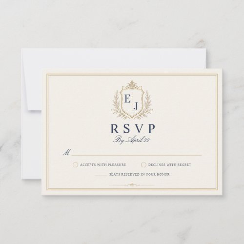 Antique Monogram Old Money Wedding RSVP Card