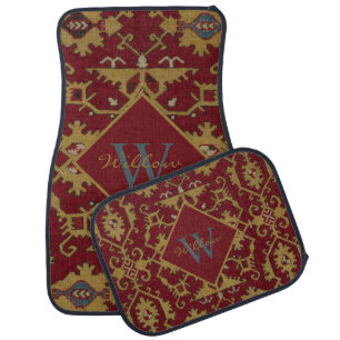 Antique Monogrammed Oriental Persian Red Pattern Car Floor Mat