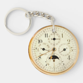 Antique Moonphase Gold Fob Watch Design Keychain