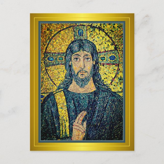 Antique Mosaic Image of Jesus Christ the Saviour   Postcard (Front)