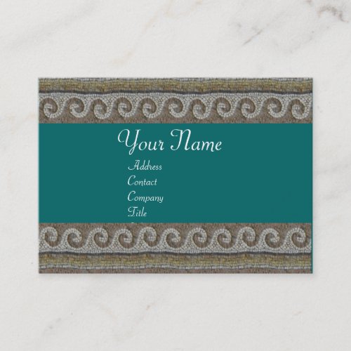 ANTIQUE MOSAIC WAVES Brown Blue Green Nautical Business Card