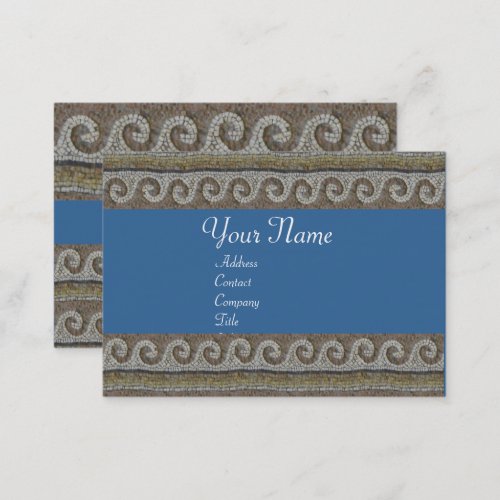 ANTIQUE MOSAIC WAVES Grey Brown Blue Nautical Business Card