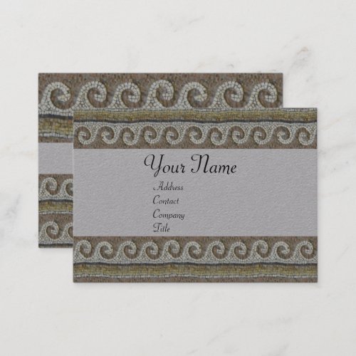 ANTIQUE MOSAIC WAVES Nautical Brown Grey Paper Business Card