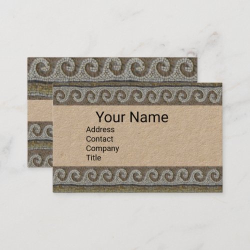 ANTIQUE MOSAIC WAVES Nautical Brown Kraft Paper Business Card