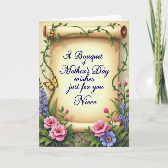 Antique Mothers Day Scroll Card (Front)