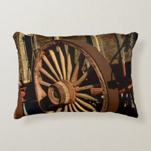 Antique mule train wagon accent pillow