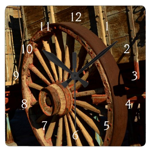 Antique mule train wagon square wall clock