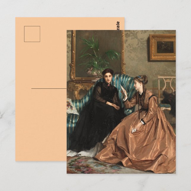 Antique Museum Painting 2 Sisters Letter Replica Postcard (Front/Back)