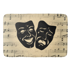 Antique Music and Theater Masks Bath Mat