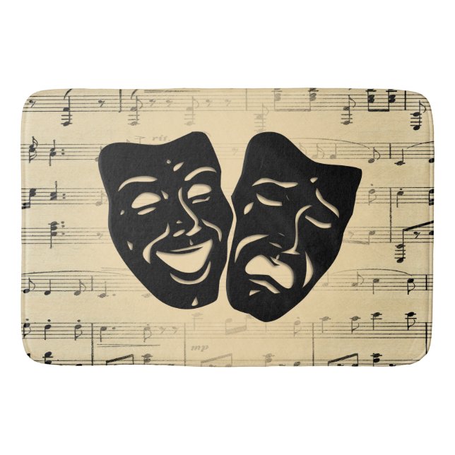 Antique Music and Theater Masks Bath Mat (Front)