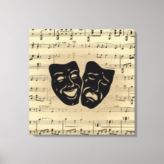 Antique Music and Theater Masks Canvas Print