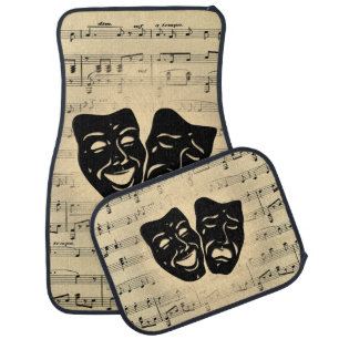 Antique Music and Theater Masks Car Floor Mat