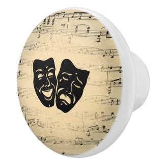 Antique Music and Theater Masks Ceramic Knob