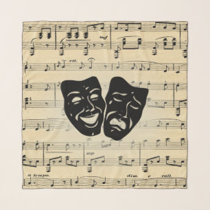 Antique Music and Theater Masks Chiffon Scarf