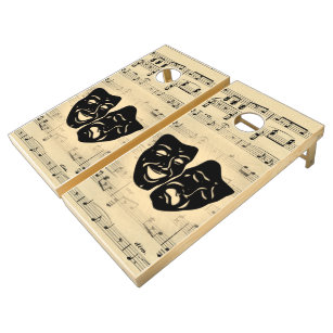 Antique Music and Theater Masks Cornhole Set