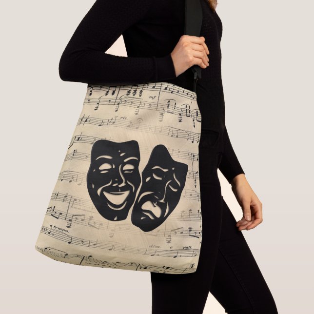 Antique Music and Theater Masks Crossbody Bag (Close Up)