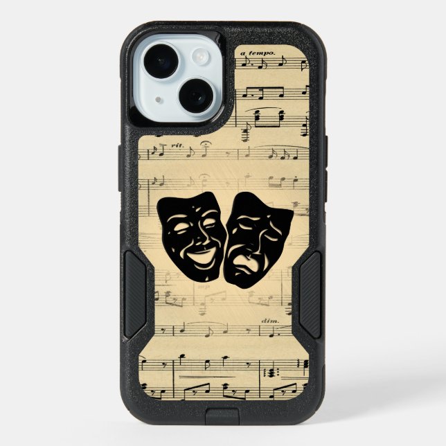 Antique Music and Theater Masks iPhone 15 Case (Back)