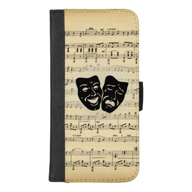 Antique Music and Theater Masks iPhone Wallet Case (Front)