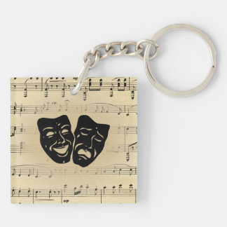Antique Music and Theater Masks Keychain