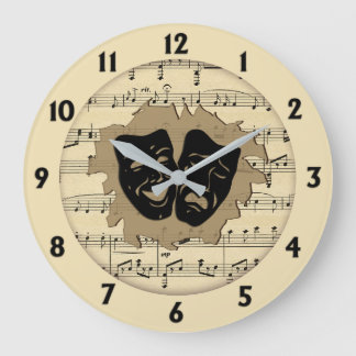 Antique Music and Theater Masks Large Clock
