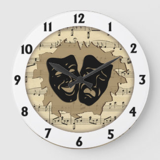 Antique Music and Theater Masks Large Clock